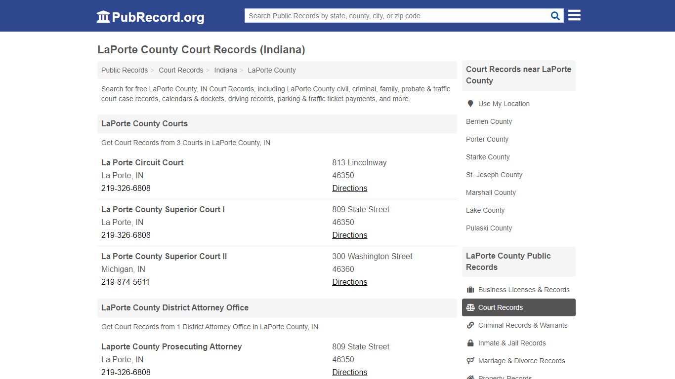 Free LaPorte County Court Records (Indiana Court Records)